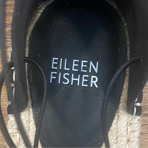 Eileen Fisher Lace Up Espadrille Sandal Black Size 7 - Picture 7 of 8